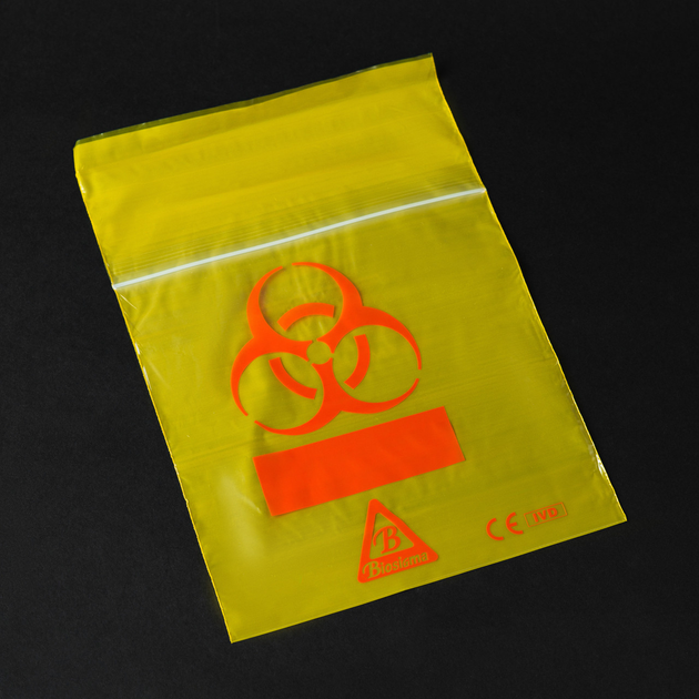 Пакет для транспортировки биоматериалов Biohazard с двойным карманом Желтый Biosigma - изображение 1