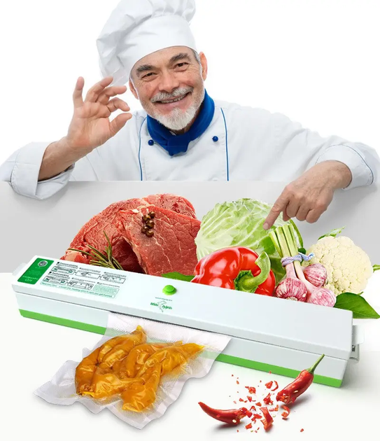 Прилад для вакуумного пакування продуктів, Freshpack Pro вакууматор HQ-1, для тривалого зберігання + пакети - зображення 5