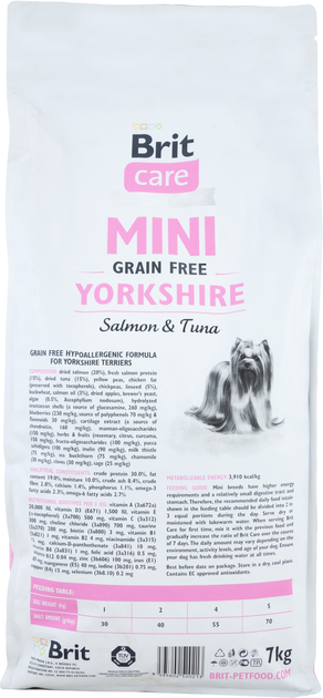 Сухий корм для дорослих собак породи йоркширський тер'єр Brit Care Sensitive Grain Free Yorkshire 7 кг (8595602520213) - зображення 2