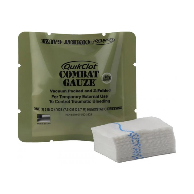 Бинт гемостатичний Combat Gauze Z-Folded, QuikClot, White, 7.5 х 3.7 см - зображення 1
