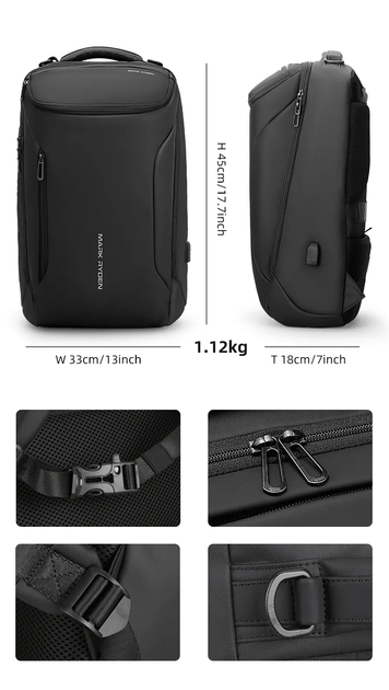 Рюкзак міський Mark Ryden MR 9031Y BK для ноутбука 15,6" USB об'єм 26 л. - Фото 14 Рюкзак міський Mark Ryden MR 9031Y BK для ноутбука 15,6" USB об'єм 26 л. - зображення 14