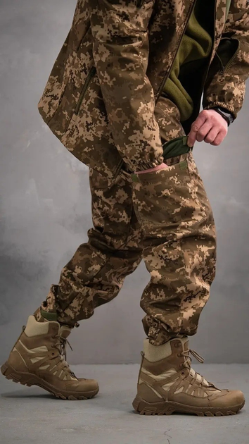 Тактичні штани ЗСУ військові армійські Softshell піксель розмір 46 - зображення 2