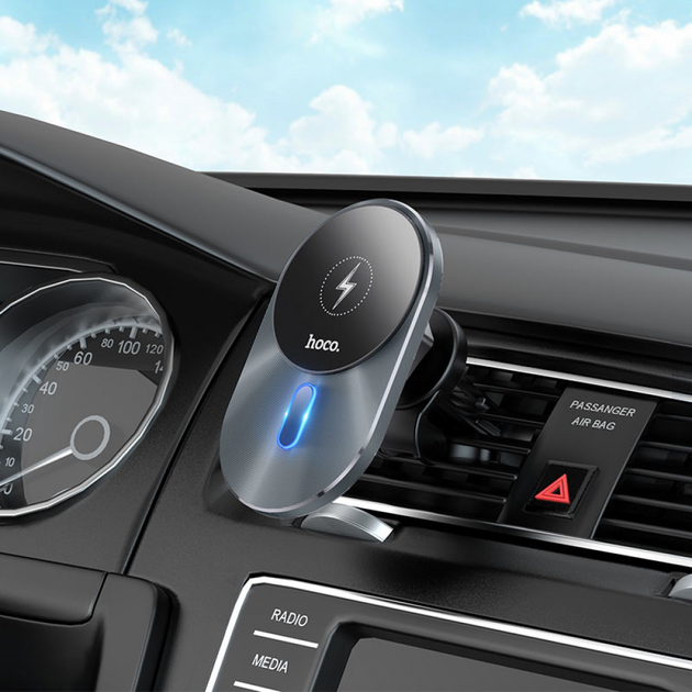 Автотримач із бездротовою зарядкою Hoco CA91 Magic Magnetic gray - зображення 7