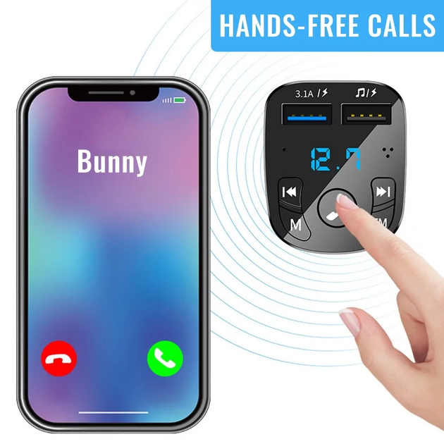 FM модулятор Car Bluetooth CCZ000063 Handsfree USB 3.1A (50230210) - Фото 3 FM модулятор Car Bluetooth CCZ000063 Handsfree USB 3.1A (50230210) - изображение 3