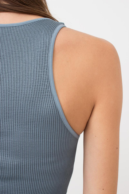 Топ в рубчик женский из микрофибры с открытыми плечами Giulia Halter Top RIB Stormy Weather S/M Голубой - изображение 5
