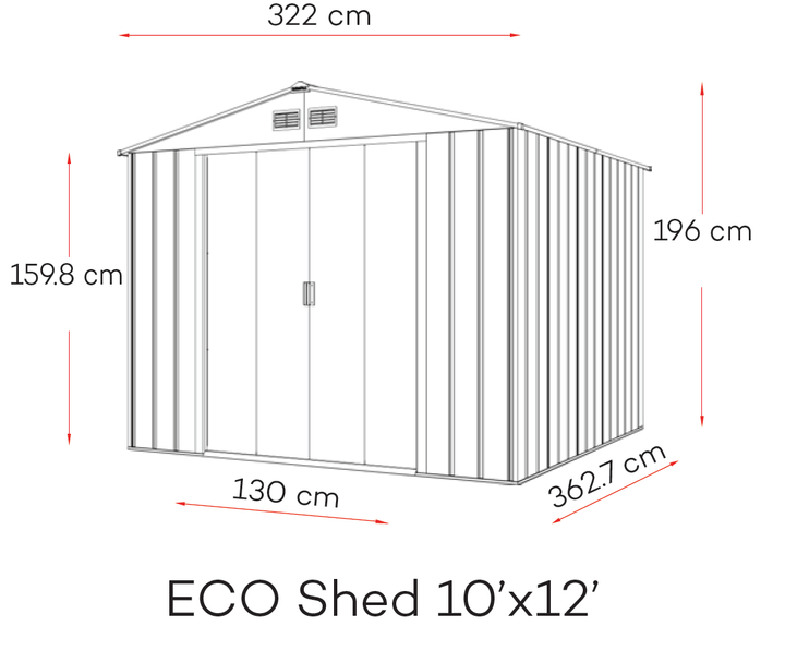 Сарай металлический ECO 362,7x322x196 см зеленый с белым Duramax - изображение 8