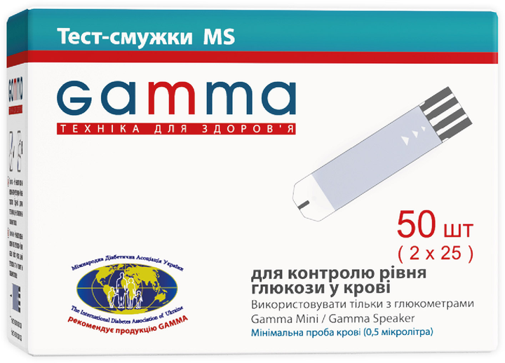 Тест-смужки GAMMA MS (50 шт) (7640143651818) - зображення 1