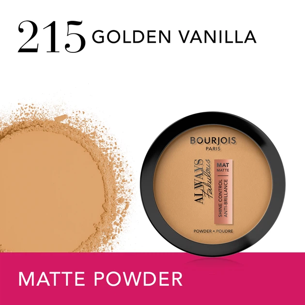 Puder matujący Bourjois Always Fabulous 215 Golden Vanilla w kompakcie 10 g (3616302732852) - obraz 3
