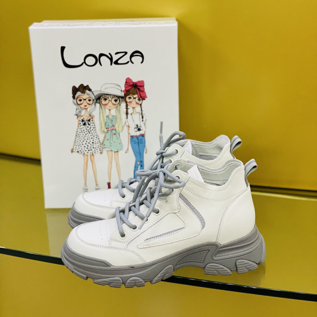 Женские ботинки демисезонные Lonza 1406-23 Белые с серой подошвой 37 ...