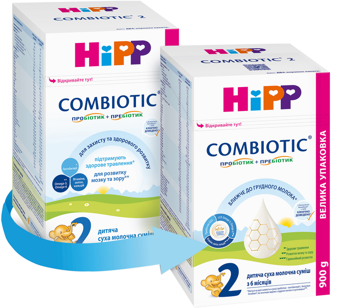 Дитяча суха молочна суміш HiPP Combiotic 2 для подальшого годування 900 г  (9062300138778) – фото, відгуки, характеристики в інтернет-магазині ROZETKA