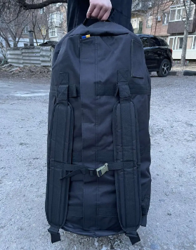 Сумка баул рюкзак баул військовий ЗСУ тактичний баул, баул армійський 120 л колір чорний - зображення 5