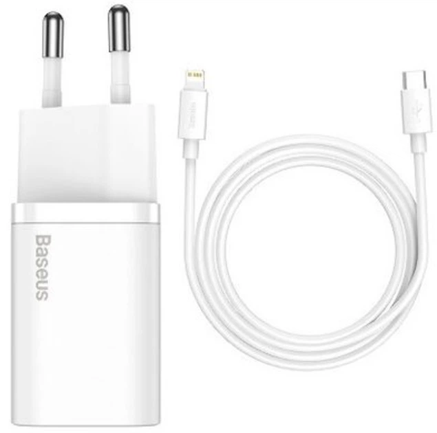 СЗУ Baseus Super Si 1C 20W With Simple Wisdom Data Cable Type-C/iP 1m White TZCCSUP-B02 - Фото 1 СЗУ Baseus Super Si 1C 20W With Simple Wisdom Data Cable Type-C/iP 1m White TZCCSUP-B02 - зображення 1