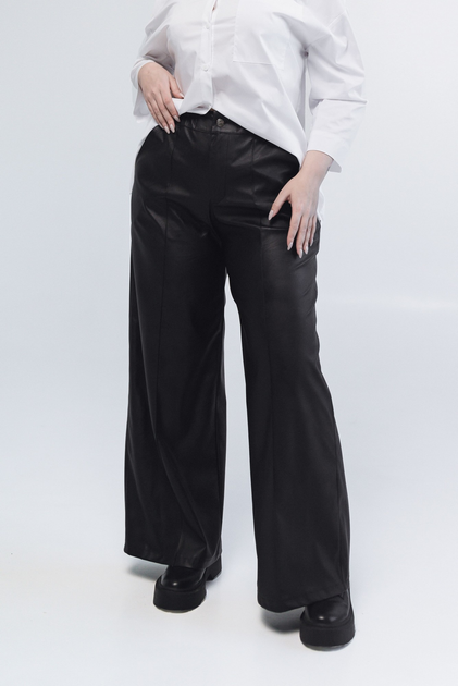 Кожаные штаны палаццо PLUS SIZE Fayna Lady чёрные 54-56р 50041 ...