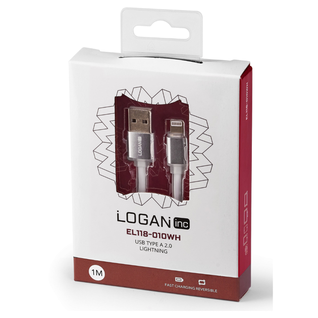 Кабель синхронизации Logan EL118-010WH Apple Lightning to USB 1м White - изображение 3