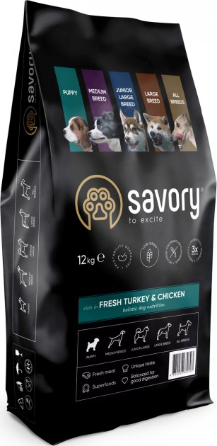 Сухий корм для цуценят Savory Dog Puppy Fresh Turkey & Chicken з ...