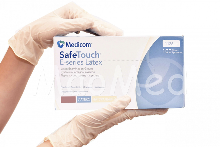 Латексные перчатки Medicom Latex опудренные Размер XS 100 шт. Белые - изображение 1