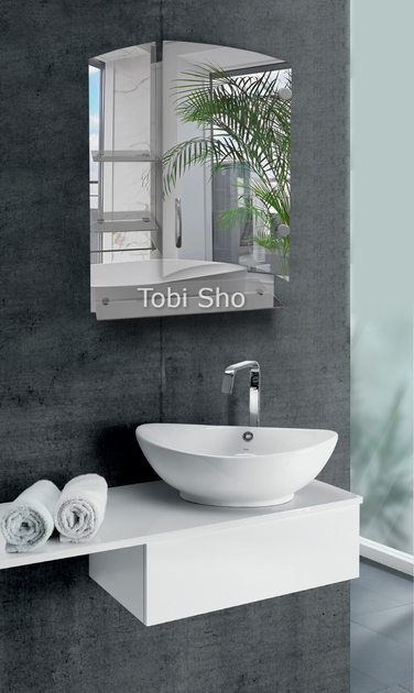 Шкаф зеркальный "Эконом" с фигурным фасадом для ванной комнаты Tobi Sho ТS-180 500х750х130 мм - изображение 2
