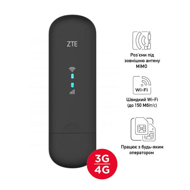 4G/LTE USB модем ZTE MF79U (Black) с функцией раздачи WiFi (LTE Cat. 4 ...