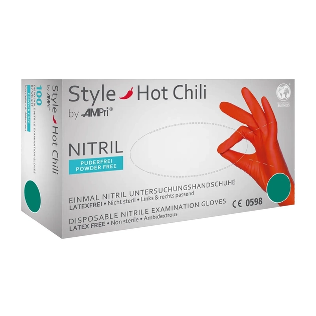 Перчатки нітрилові AMPri Style Hot Chili (100 шт./50 пар), розмір M - зображення 1