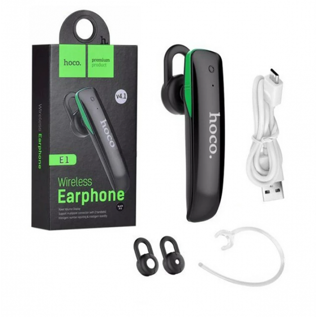 Бездротова гарнітура Hoco E1 Wireless Bluetooth Earphone Чорна - Фото 1 Бездротова гарнітура Hoco E1 Wireless Bluetooth Earphone Чорна - зображення 1