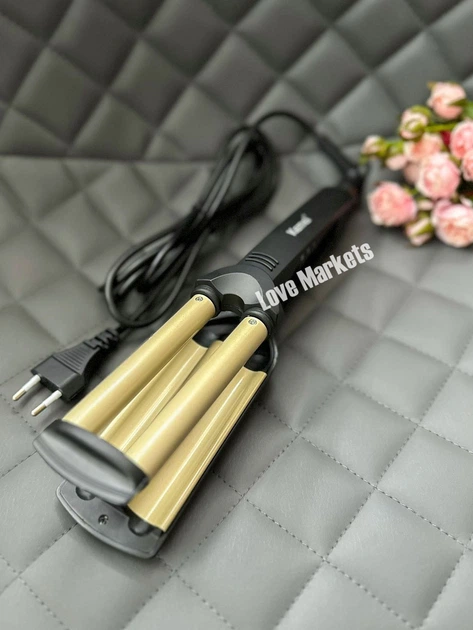 菊星ICハーフスパイラルnewアイロン10mm Плойка три волны для создания кудрей и локонов Kemei KM-2022