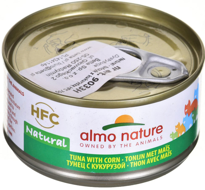 Вологий корм для котів Almo Nature HFC Natural Тунець з кукурудзою 70 г (8001154101355) - зображення 1