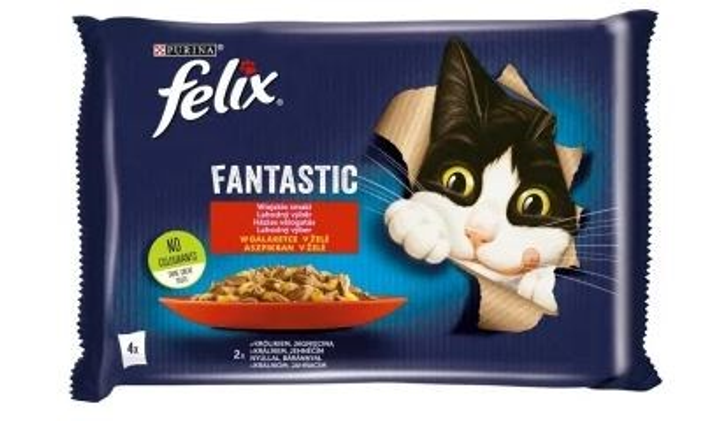 Mokra karma dla kotów Purina Felix Fantastic z królikiem i jagnięciną 4 x 85 g (7613039757086) - obraz 1