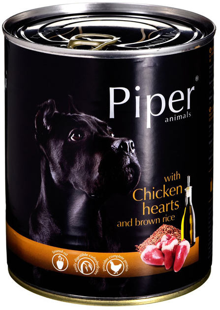Mokra karma dla psów Dolina Noteci Piper z drobiowymi sercami i brązowym ryżem 800 g (5902921300373) - obraz 1