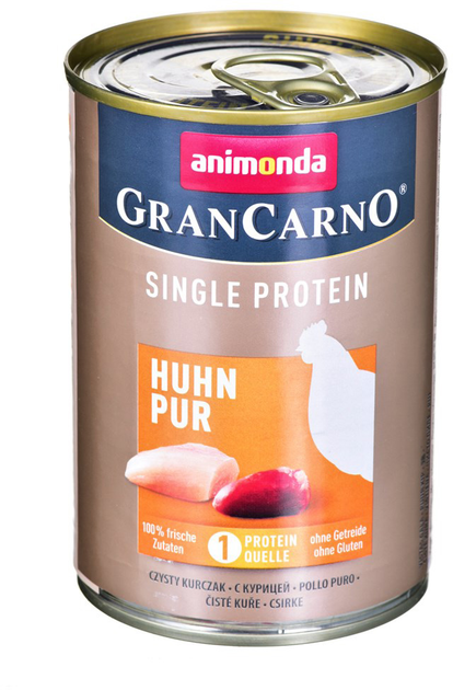 Вологий корм для собак Animonda GranCarno Single Protein курка 400 г (4017721824255) - зображення 1