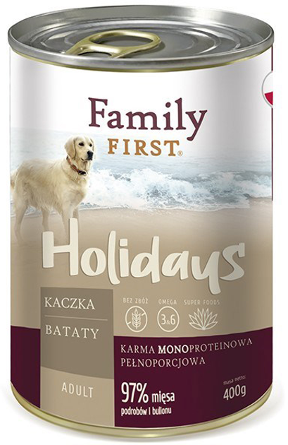 Mokra karma dla psów Family First Monoprotein, kaczka, batat 400 g (5904479190000) - obraz 1