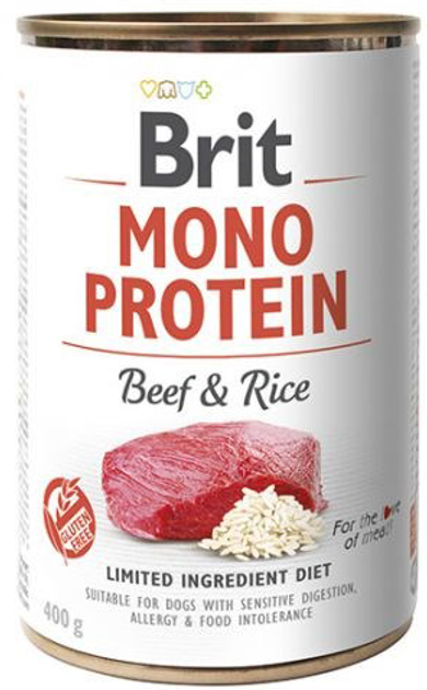 Вологий корм для собак Brit Mono Protein Яловичина та рис 400 г (8595602555345) - зображення 1