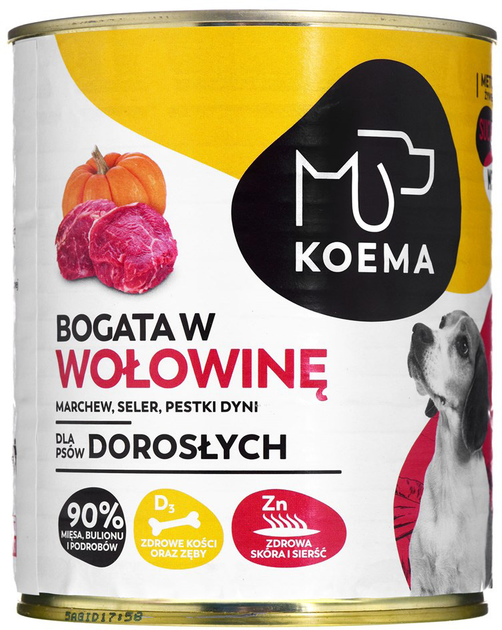 Mokra karma dla psów Koema wołowina, marchew, seler 800 g (5907648373891) - obraz 1