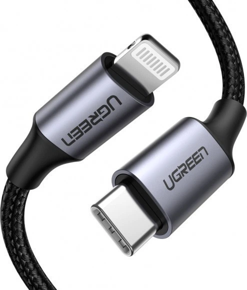 Кабель Ugreen US304 Aluminum Shell Braided USB Type-C - Lightning 1 м Black (6957303867592) - зображення 2