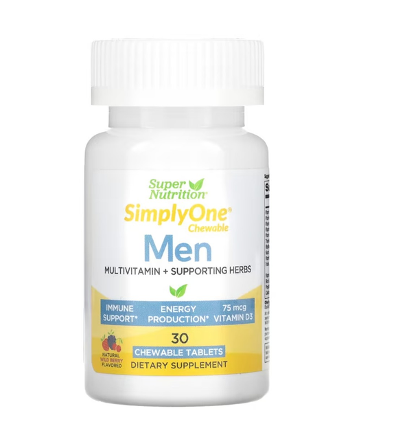 Мужские мультивитамины и полезные травы Super Nutrition, SimplyOne вкус ...