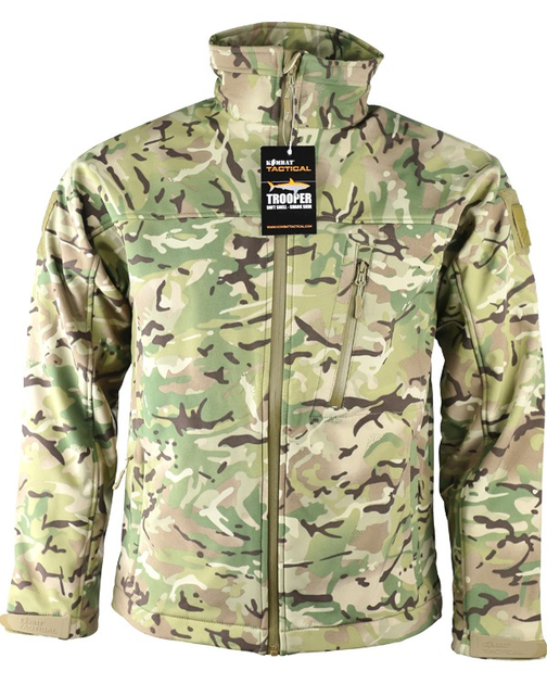 Куртка мужская тактическая KOMBAT UK военная с липучками под шевроны ВСУ Trooper Soft Shell S мультикам TR_kb-tssj-btp-s - изображение 1