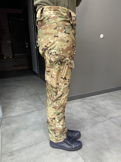 Штани зимові тактичні софтшел флісові Single Sword, розмір XXL, Мультикам, утеплені штани для військових - зображення 2