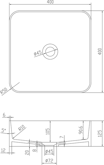 Умивальник Volle Solid surface 40x40 13-40-210 - зображення 2