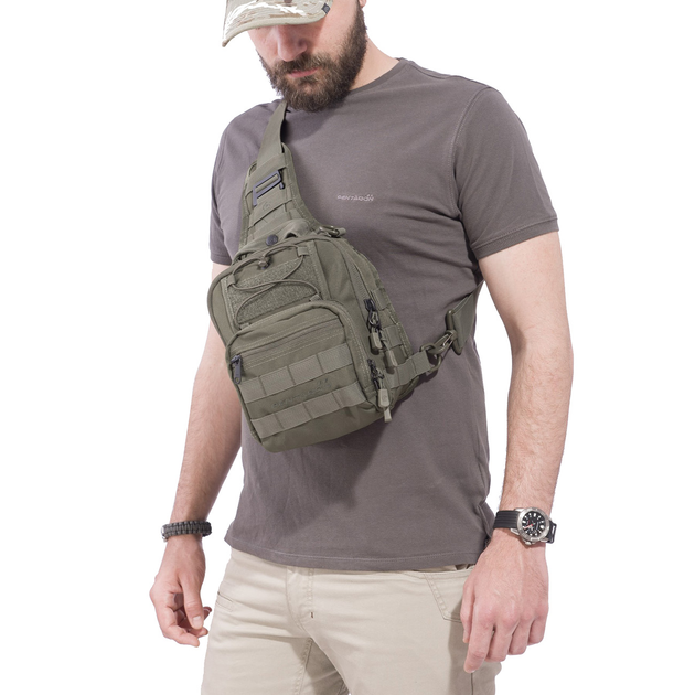 Тактична Сумка Через Плече Pentagon 7л 190 х 240 х 160 мм Universal Chest Bag 2.0 Олива (K17046-2.0-01) - зображення 2