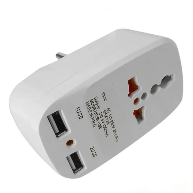 Мережевий трійник 2 USB Travel Adaptor 823 - зображення 4