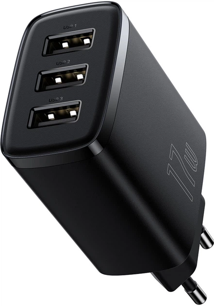 Ładowarka sieciowa Baseus Compact Charger 3U 17W EU Czarny (CCXJ020101) - obraz 4
