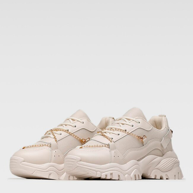 Sneakersy damskie na grubej podeszwie do kostki DeeZee TS5237-01 37 23.5 cm Beżowe (5904862466606) - obraz 2