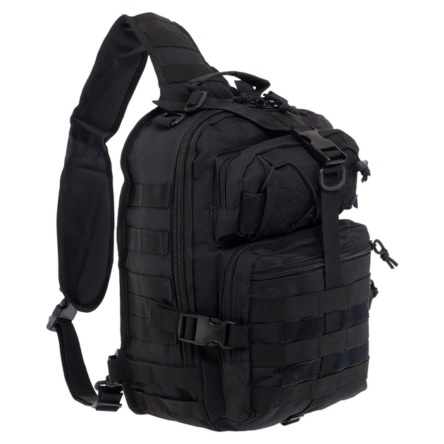 Рюкзак тактический патрульный однолямочный Military Rangers ZK-9115 размер 35х25х14см 12л цвет Черный - изображение 1