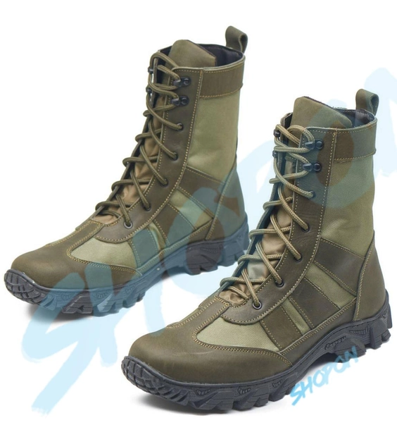 Берцы демисезонные ботинки тактические мужские, натуральна кожа и кордура, размер 39, Bounce ar. TB-0973, цвет хаки - изображение 1