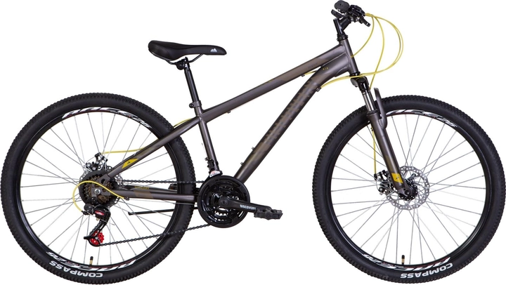 Акція на Велосипед Discovery RIDER AM DD 26" 13" 2022 Темно-сріблястий з жовтим (м) (OPS-DIS-26-521) від Rozetka