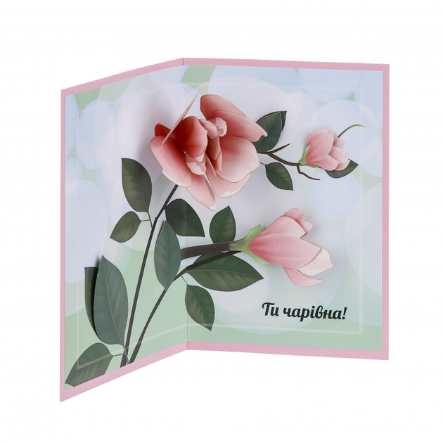 3D POP-UP открытка - Голуби и цветы