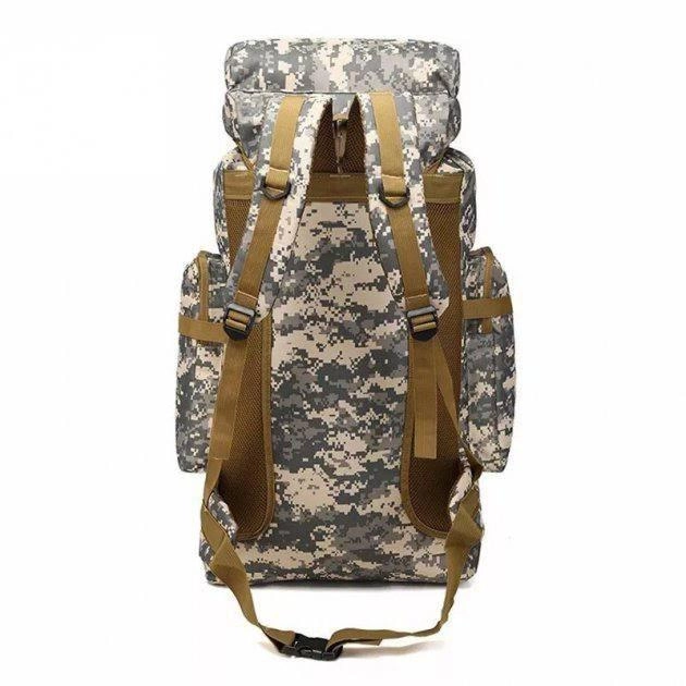 Тактический армейский походный рюкзак для военных на 80 л, 70x33x15 см вещмешок пиксельный большей рюкзак серый пиксель - изображение 2