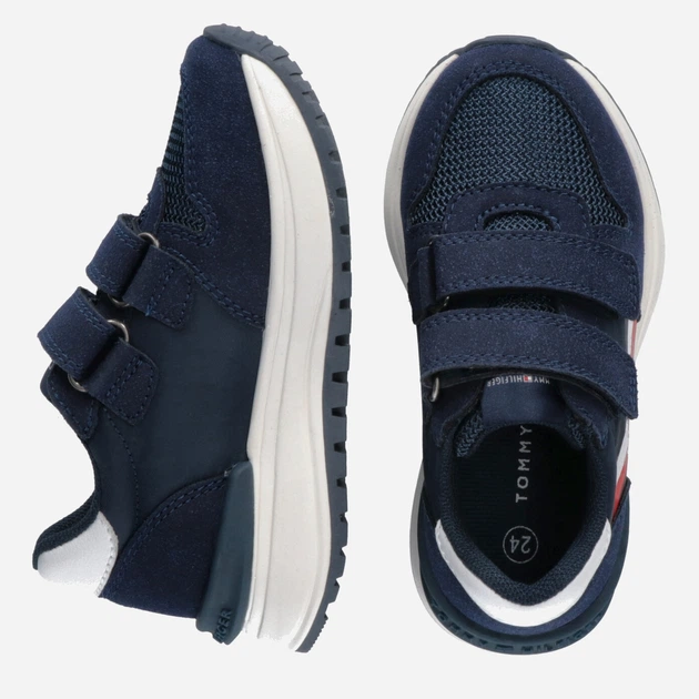 Sneakersy chłopięce na rzepy Tommy Hilfiger Stripes Low Cut Velcro Sneakers T1B9-32882-1587X007 30 Granatowe (8052578179062) - obraz 5