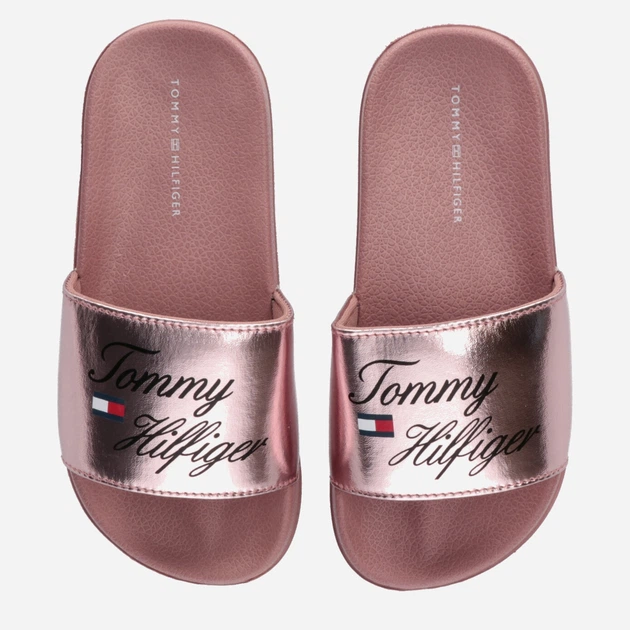 Klapki dziecięce Tommy Hilfiger Logo Pool Slide T3A0-32799-1367341- 32 Rose Gold (8052578181249) - obraz 4