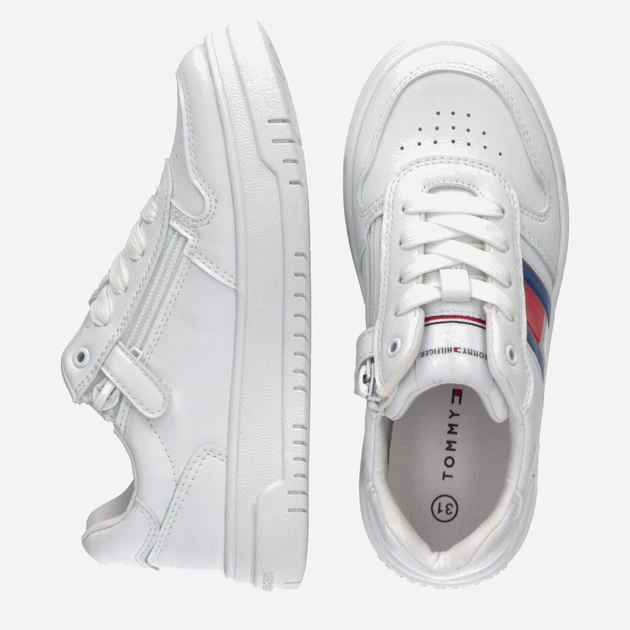 Sneakersy dziecięce dla dziewczynki Tommy Hilfiger Flag Low Cut Lace-up Sneaker T3X9-32867-1355100- 34 Białe (8052578204023) - obraz 5