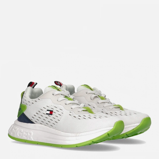 Sneakersy chłopięce Tommy Hilfiger Low Cut Lace-up Sneaker T3X9-32892-0702X336 33 Białe (8052578231166) - obraz 2